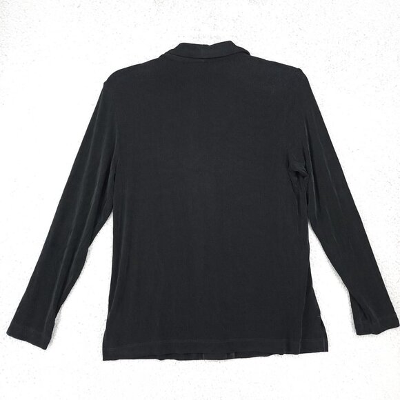 CHICO'S TRAVELERS Black Button Down Shirt Blouse Top Size 1 - Picture 9 of 11